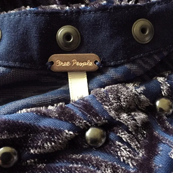 free people fairycore romantic fairy fantasy mini tunic dress blue floral velvet - Picture 8 of 9